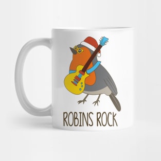 Robins Rock, Funny Cute Rocking Bird Robin Christmas Mug